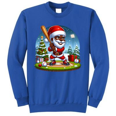 Black African American Santa Claus Baseball Christmas Pjs Gift Sweatshirt