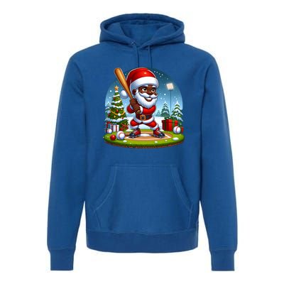 Black African American Santa Claus Baseball Christmas Pjs Gift Premium Hoodie