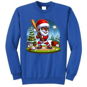 Black African American Santa Claus Baseball Christmas Pjs Gift Tall Sweatshirt