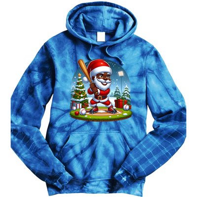 Black African American Santa Claus Baseball Christmas Pjs Gift Tie Dye Hoodie