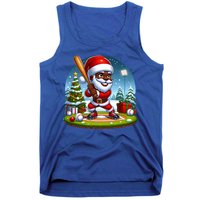 Black African American Santa Claus Baseball Christmas Pjs Gift Tank Top