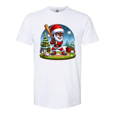 Black African American Santa Claus Baseball Christmas Pjs Gift Softstyle® CVC T-Shirt