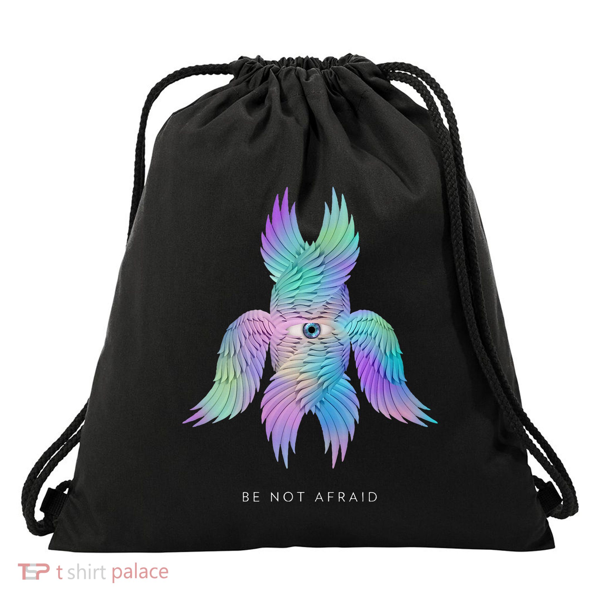 Biblically Accurate Angel Rainbow Seraph Be Not Afraid Drawstring Bag