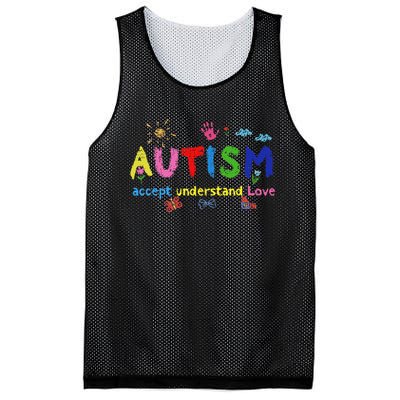 Brushstroke Autism Accept Understand Love Autism Awareness Mesh Reversible Basketball Jersey Tank
