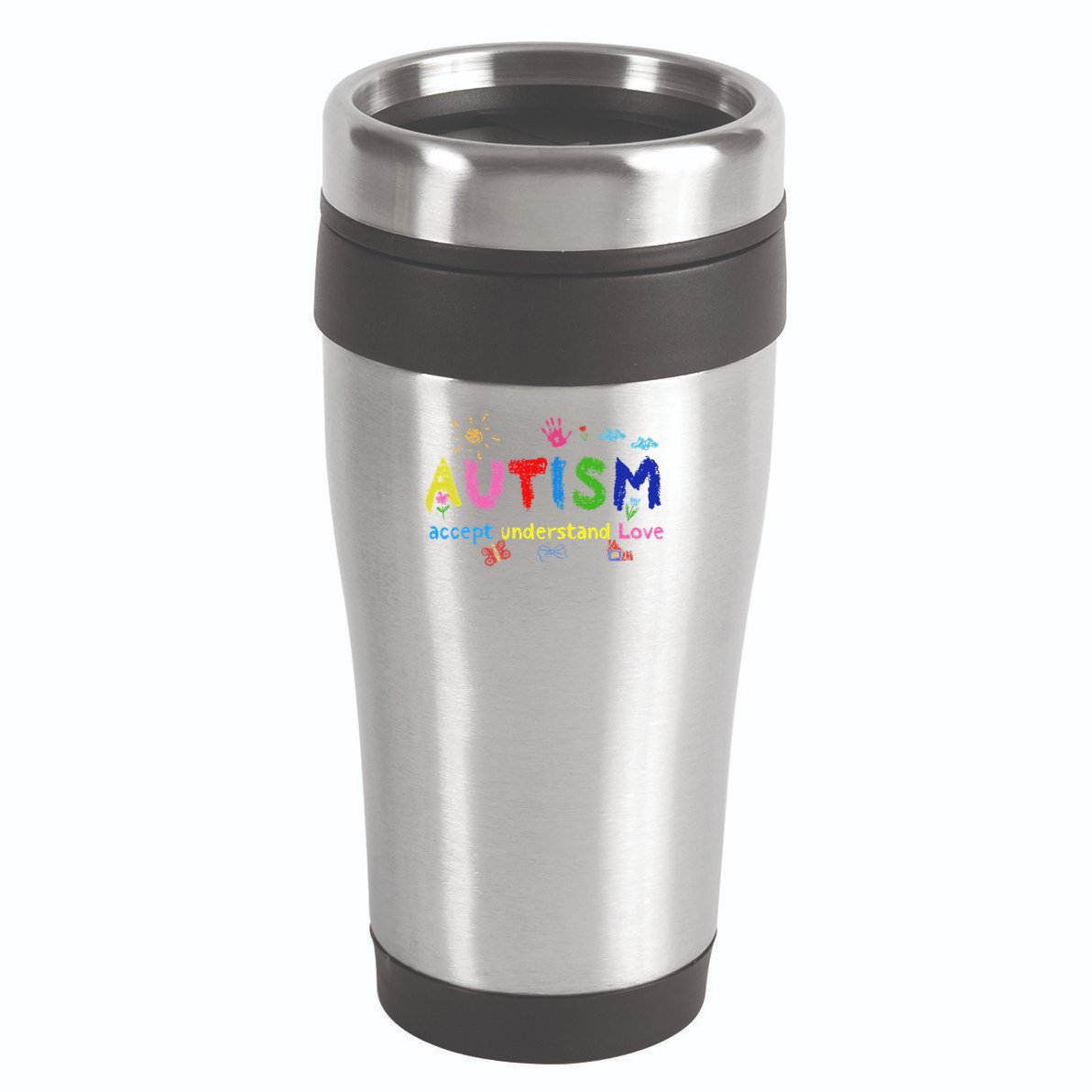 Brushstroke Autism Accept Understand Love Autism Awareness 16oz Travel Tumbler