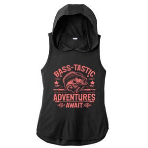 Basstastic Adventures Await Bass Fishing Gift Ladies PosiCharge Tri-Blend Wicking Draft Hoodie Tank