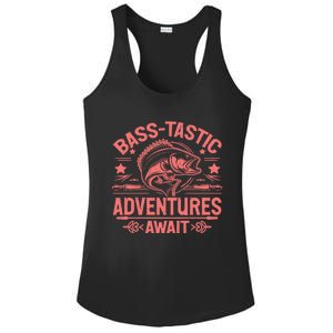 Basstastic Adventures Await Bass Fishing Gift Ladies PosiCharge Competitor Racerback Tank