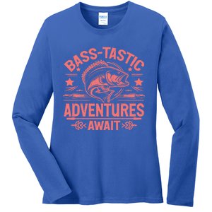 Basstastic Adventures Await Bass Fishing Gift Ladies Long Sleeve Shirt