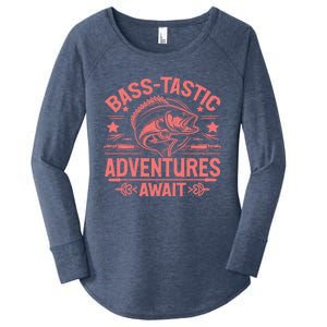 Basstastic Adventures Await Bass Fishing Gift Women's Perfect Tri Tunic Long Sleeve Shirt