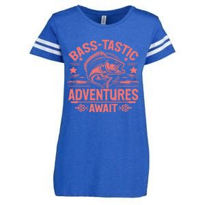 Basstastic Adventures Await Bass Fishing Gift Enza Ladies Jersey Football T-Shirt