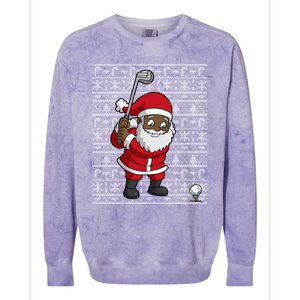 Black African American Santa Claus Golf Ugly Christmas Colorblast Crewneck Sweatshirt