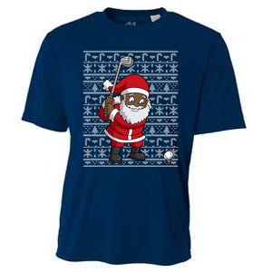 Black African American Santa Claus Golf Ugly Christmas Cooling Performance Crew T-Shirt