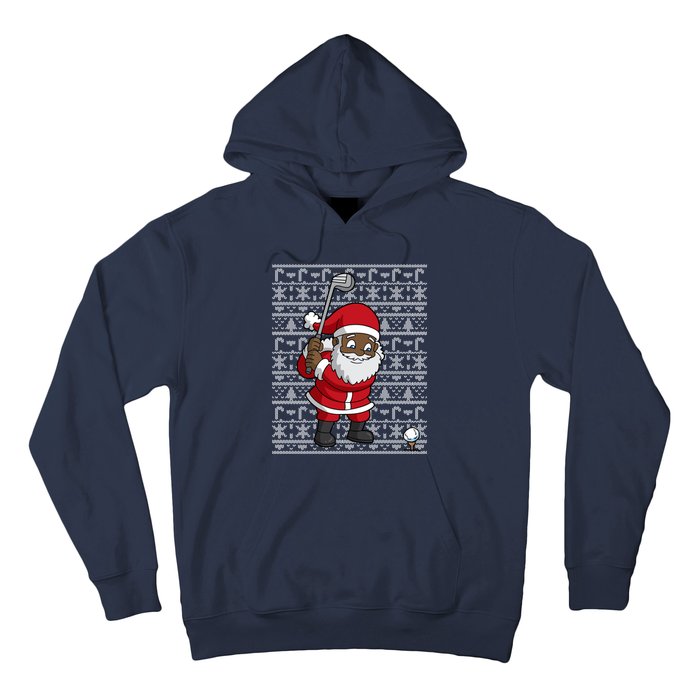 Black African American Santa Claus Golf Ugly Christmas Hoodie