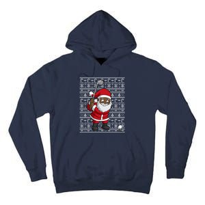 Black African American Santa Claus Golf Ugly Christmas Tall Hoodie