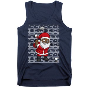 Black African American Santa Claus Golf Ugly Christmas Tank Top