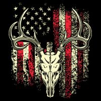 Bucks Antlers And Skull On An American Flag Deer Hunters Stripe Pom Pom Beanie