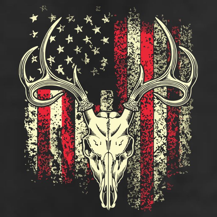 Bucks Antlers And Skull On An American Flag Deer Hunters Adult Drive Performance Visor