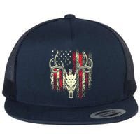 Bucks Antlers And Skull On An American Flag Deer Hunters Flatbill Hat