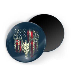 Bucks Antlers And Skull On An American Flag Deer Hunters Magnet