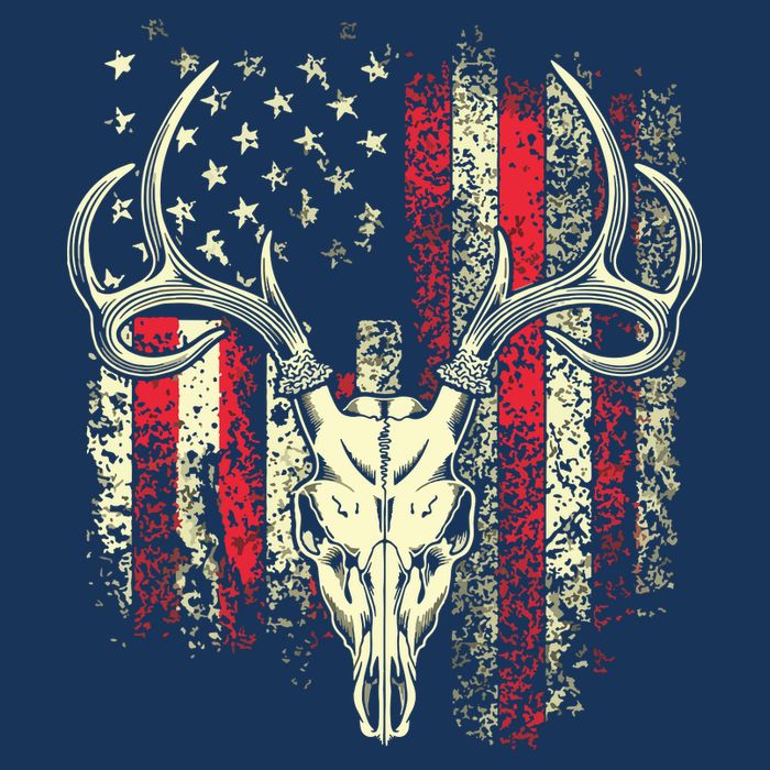 Bucks Antlers And Skull On An American Flag Deer Hunters Magnet