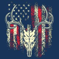 Bucks Antlers And Skull On An American Flag Deer Hunters Cooling Performance Long Sleeve Crew