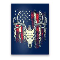 Bucks Antlers And Skull On An American Flag Deer Hunters Poster