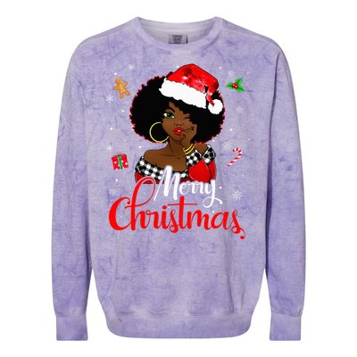 Black African American Melanin Christmas Santa Hat Xmas Colorblast Crewneck Sweatshirt