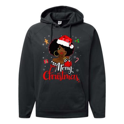 Black African American Melanin Christmas Santa Hat Xmas Performance Fleece Hoodie