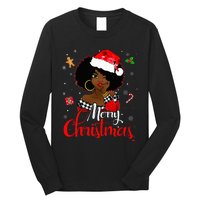 Black African American Melanin Christmas Santa Hat Xmas Long Sleeve Shirt