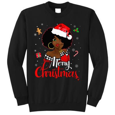 Black African American Melanin Christmas Santa Hat Xmas Sweatshirt