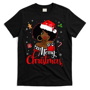 Black African American Melanin Christmas Santa Hat Xmas T-Shirt