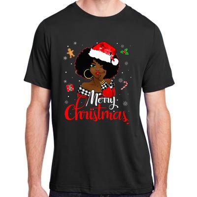 Black African American Melanin Christmas Santa Hat Xmas Adult ChromaSoft Performance T-Shirt