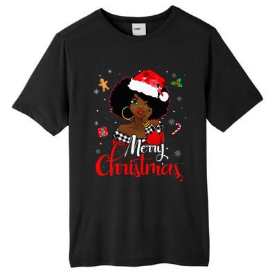 Black African American Melanin Christmas Santa Hat Xmas Tall Fusion ChromaSoft Performance T-Shirt