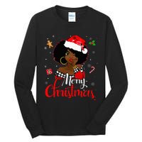 Black African American Melanin Christmas Santa Hat Xmas Tall Long Sleeve T-Shirt