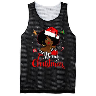 Black African American Melanin Christmas Santa Hat Xmas Mesh Reversible Basketball Jersey Tank