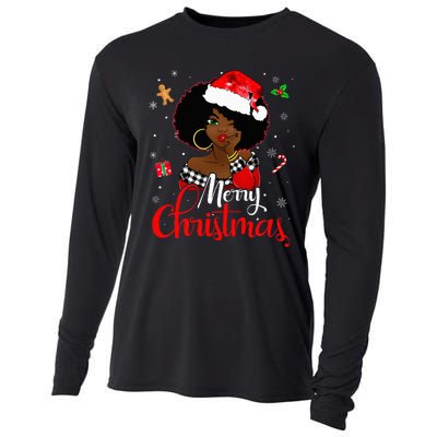 Black African American Melanin Christmas Santa Hat Xmas Cooling Performance Long Sleeve Crew