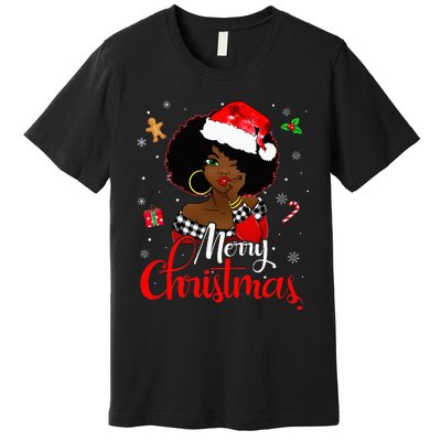 Black African American Melanin Christmas Santa Hat Xmas Premium T-Shirt