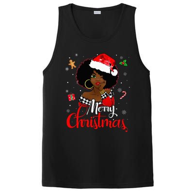 Black African American Melanin Christmas Santa Hat Xmas PosiCharge Competitor Tank