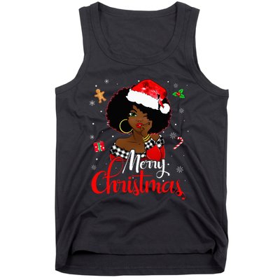 Black African American Melanin Christmas Santa Hat Xmas Tank Top