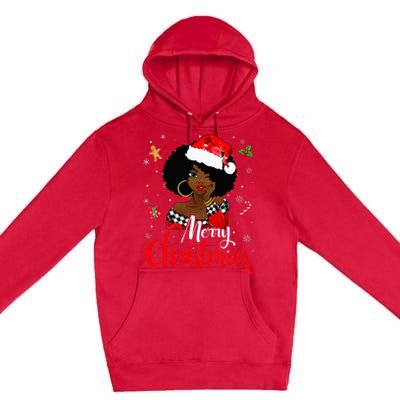 Black African American Melanin Christmas Santa Hat Xmas Premium Pullover Hoodie