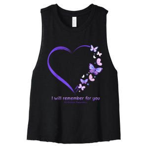 Butterfly Alzheimers Awareness Support Alzheimers Women's Racerback Cropped Tank