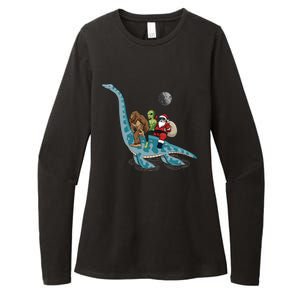 Bigfoot Alien And Santa Claus Riding Dinosaurs Christmas Gift Womens CVC Long Sleeve Shirt