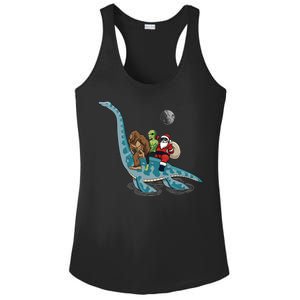 Bigfoot Alien And Santa Claus Riding Dinosaurs Christmas Gift Ladies PosiCharge Competitor Racerback Tank