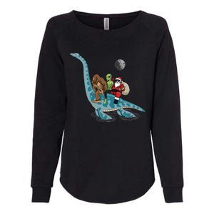 Bigfoot Alien And Santa Claus Riding Dinosaurs Christmas Gift Womens California Wash Sweatshirt