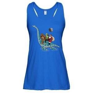 Bigfoot Alien And Santa Claus Riding Dinosaurs Christmas Gift Ladies Essential Flowy Tank