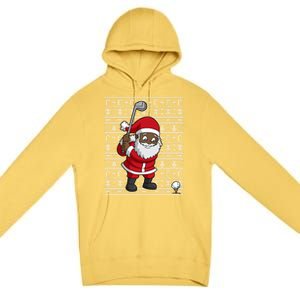 Black African American Santa Claus Golf Ugly Christmas Funny Gift Premium Pullover Hoodie