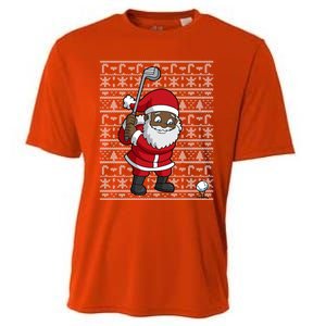 Black African American Santa Claus Golf Ugly Christmas Funny Gift Cooling Performance Crew T-Shirt