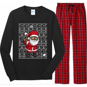 Black African American Santa Claus Golf Ugly Christmas Funny Gift Long Sleeve Pajama Set