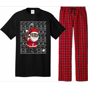 Black African American Santa Claus Golf Ugly Christmas Funny Gift Pajama Set