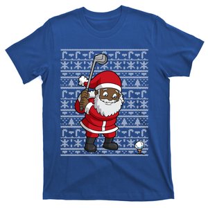 Black African American Santa Claus Golf Ugly Christmas Funny Gift T-Shirt